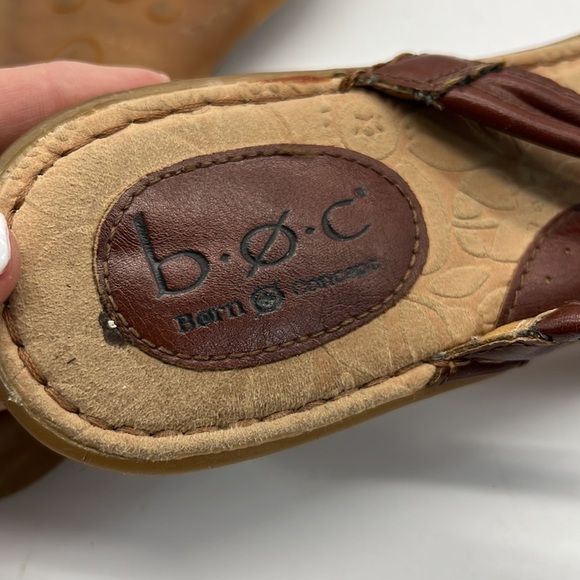 b.o.c. Born Concept Sandals with Brown Strap Wraped in Beige/Gold Ribbon size 9 - Picture 7 of 9
